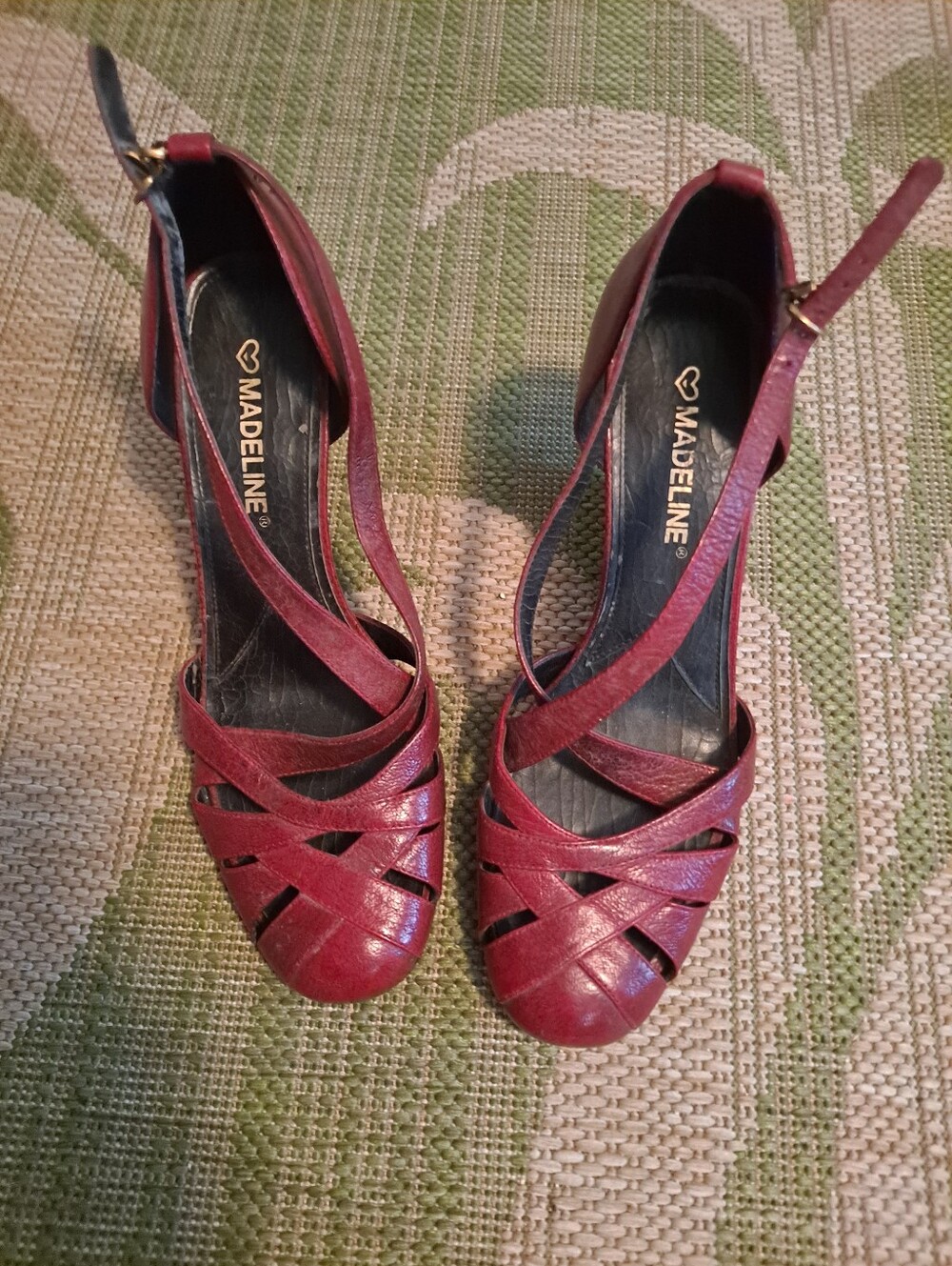 Madeline Women's Wine Red Strappy Open-Toe Heels